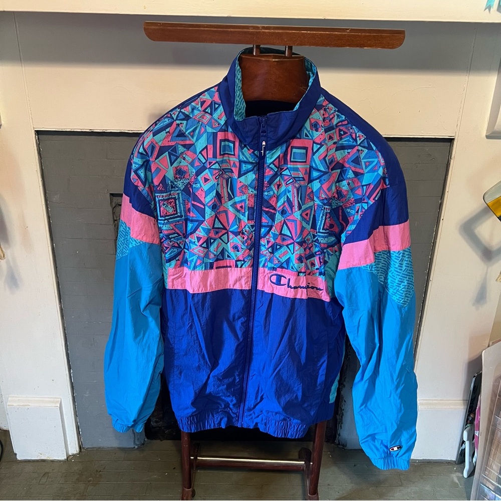 Champion Blue and Pink Geometric Jacket